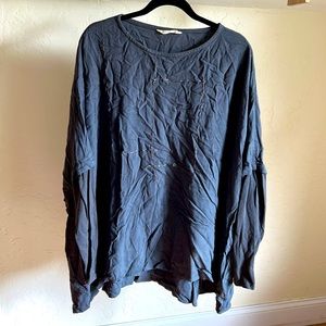 Buykud XL Linen/Cotton Slate Blue Long Sleeve Too